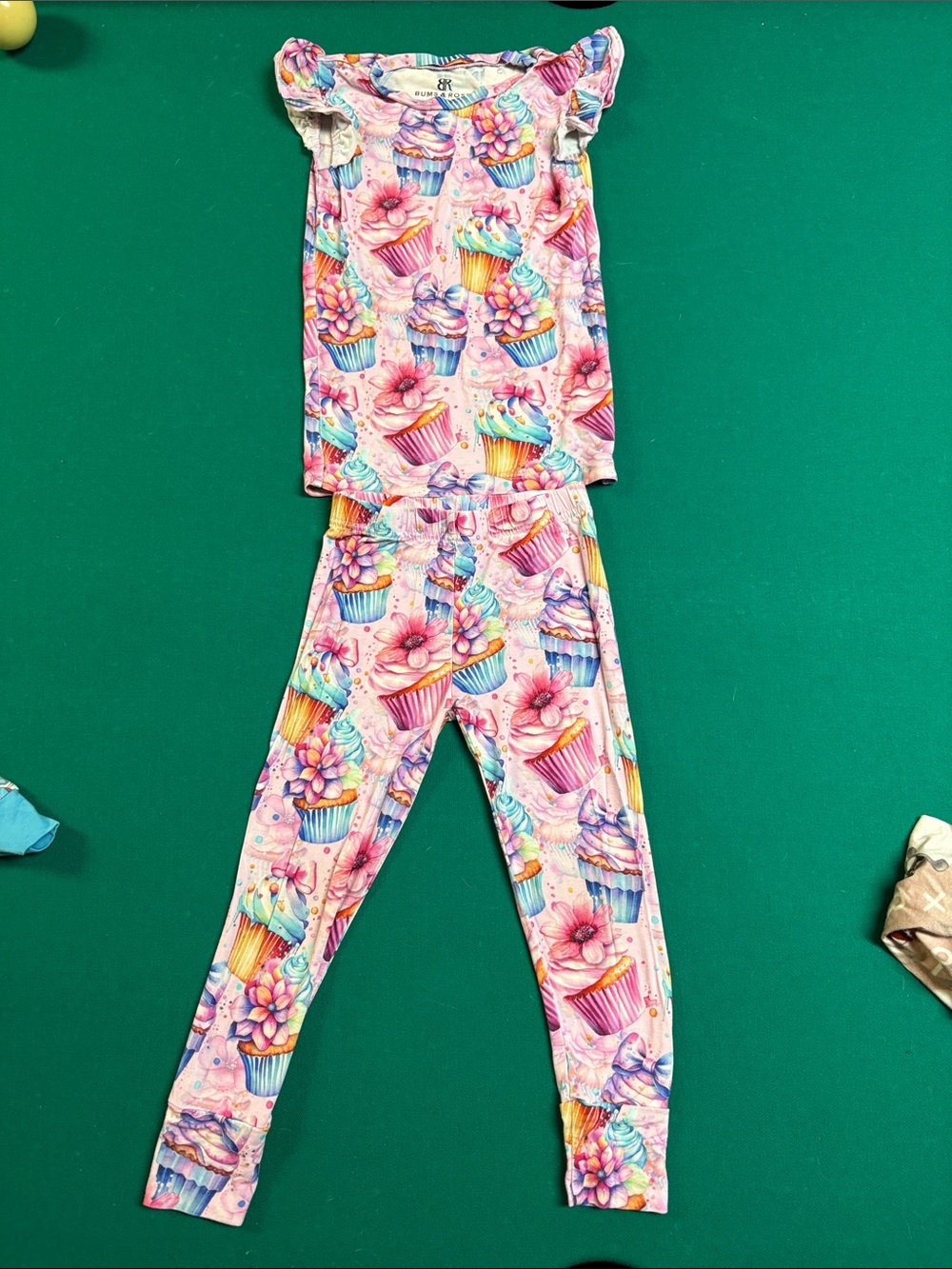 Girls' Cupcake Floral Pink Pajama Set - 2-Piece
